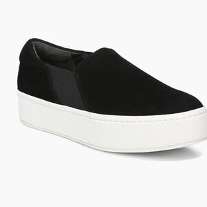 Vince‎ sneaker Womens 9.5 Warren Black Slip On Platform Textile Low Top Shoe